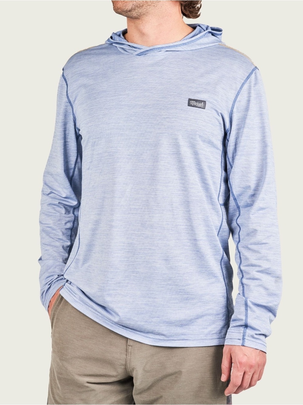Marsh Wear High Noon Tech Hoodie SeaWool Blue Heather Performance Mens Medium